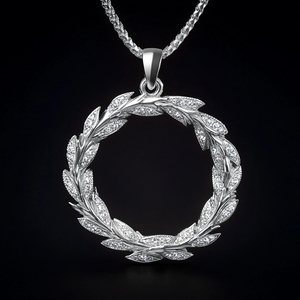 Collar con Colgante de Rama de Olivo Chapado en Oro, con Moissanita y Piedra de Corte Redondo, Joyería de Regalo - Product Image 4