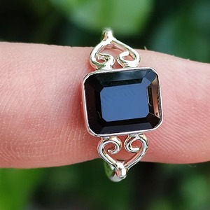 Black Onyx <b>Ring</b> 925 Sterling <b>Silver</b> Handmade Boho <b>Statement</b> Promise <b>Ring</b> for Women Natural Black Onyx Cushion July Birthstone - Product Image 6