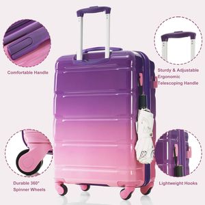 Set di Valigie da 20 Pollici con Porta USB, 3 Pezzi in ABS+PC, Guscio Rigido con Ruote Girevoli, Certificato per Compagnie Aeree, Collezione Pur - Product Image 3