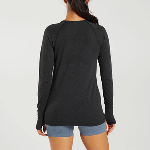 T-shirts pour femmes à manches longues de haute qualité, design personnalisé, t-shirts pour femmes de couleur unie légers à vendre, personnalisables - Product Image 2