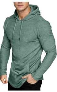Sudadera con capucha deportiva de manga larga para hombre, estilo atlético, ajustada, informal, con logo personalizado, colores sólidos. - Product Image 3