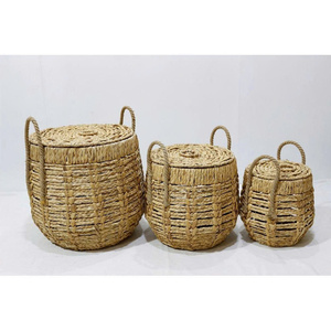 Set 5 High Quality Handmade Natural Storage Organizer Water Hyacinth <b>Baskets</b>-3 <b>Baskets</b> 2 Rect <b>Baskets</b> <b>Foldable</b> <b>Laundry</b> <b>Basket</b> - Product Image 4