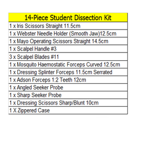 Kit de disección para estudiantes de 14 piezas de acero inoxidable de alta calidad, kit de sutura/instrumentos médicos, fabricante y exportador - Product Image 5
