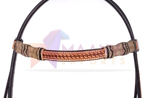 Meilleure qualité Argentine cuir Headstall Rawhide noué sculpture personnaliser Western Headstall fabricant - Product Image 2