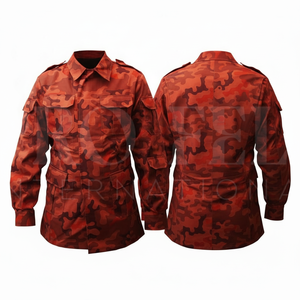 Veste longue de travail camouflage imprimée sur toute la surface, style moderne, multi-poches, fermeture à boutons en coton, veste d'extérieur - Product Image 5
