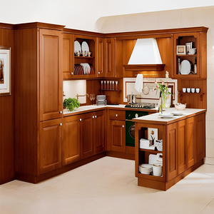 ชุดตู้ครัวไม้เบิร์ชแท้สไตล์เชคเกอร์โบราณทันสมัยระดับไฮเอนด์จากซันยาง พร้อมแผงไม้อัดและไอส์แลนด์กลางแบบ RTA ประกอบง่าย - Product Image 1