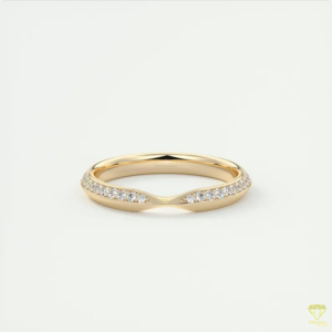 Elegante anillo de boda curvo con diamante cultivado en laboratorio en oro macizo, minimalista y apilable para mujer. - Product Image 1