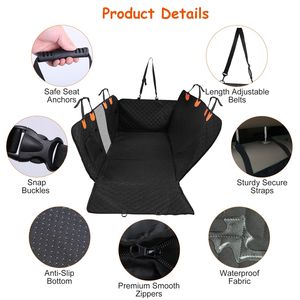 Funda Impermeable para Asiento Trasero de Coche para Perros, Protector de Asiento para Mascotas de Tela Oxford 600D con Ventana de Malla con Cremallera, Bolsas de Almacenamiento y Solapas Deslizantes - Product Image 4