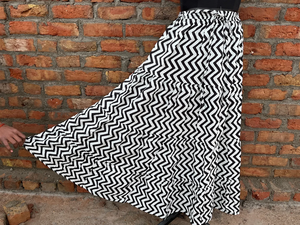 ชุดเดรสลำลองผ้าฝ้ายสีขาวพิมพ์ลายบล็อกอินเดียสำหรับผู้หญิง เอวยางยืด ระบายอากาศได้ดี กระโปรงยาว ราคาโรงงาน - Product Image 3