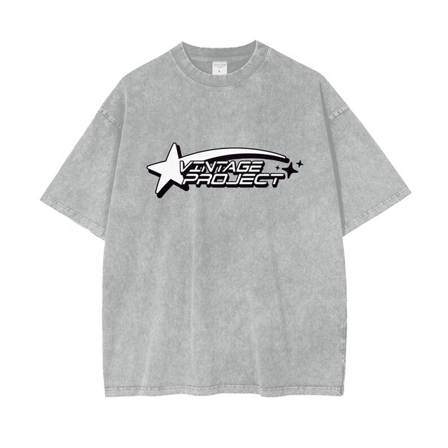New Best Quality 2026 Trendy Oversized Acid Wash Retro Graphic Loose Fit Urban Street Fashion Men's T-shirts