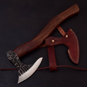 Hand Forged Industrial Grade High Carbon Steel Hatchet <b>Wood</b> Working & Camping <b>Axe</b> with Leather Sheath Custom OEM 4 in Blade 800g - Product Image 2