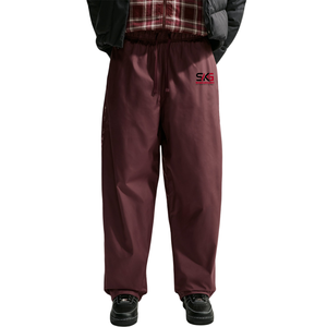 Pantalon de jogging ample et décontracté pour homme, couleur bordeaux, coupe large, taille élastique avec cordon de serrage, mi-lourd, style streetwear, avec lettres - Product Image 1