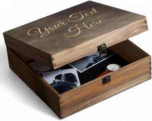 Caja de Recuerdos de Madera Personalizada ENGRAVE MY MEMORIES - Caja de Recuerdos Personalizada para Fotos, Joyas, Cartas, Caja de Almacenamiento Rústica para Recuerdos - Product Image 2