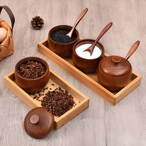 ชุดที่ใส่เครื่องปรุงอาหารแบบไม้สำหรับร้านอาหารจานซอสปรุงรสเครื่องเทศที่เก็บอาหาร - Product Image 4