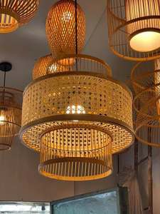 Vietchoice Handmade Rattan Cylinder <b>Lamp</b> Covers European Antique Style Hand Woven Eco-Friendly Hanging Light Shades - Product Image 3