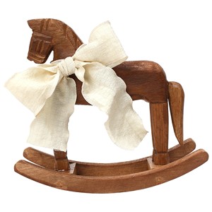 Caballo Balancín Vintage de Madera de Pino Hecho a Mano al por Mayor |   Crema con Efecto Desgastado - Product Image 2