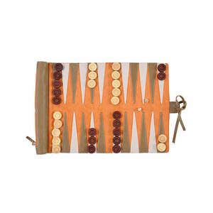 Stocked Roll-Up PU Leather <b>Backgammon</b> Travel <b>Backgammon</b> Set Unique Foldable Portable Leather Game Set for Outdoors Travel - Product Image 4