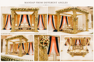 Mandap de Boda de Metal Dorado de Lujo con Decoración Floral y Diseño Desmontable, Mandap de Cristal FRP Dorado para Bodas Tradicionales Tamiles - Product Image 4