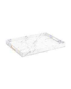 Bandeja de servir de mármol blanco con superficie pulida y bordes elevados para un transporte seguro de café, té y postres - Product Image 3