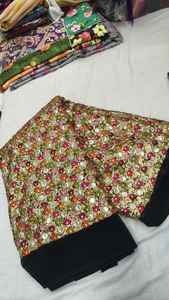 Tela Fox Georgette con trabajo de espejo de Gemini, tela Fox Georgette Premium de Lujo con exquisito trabajo de espejo real hecho a mano. - Product Image 2