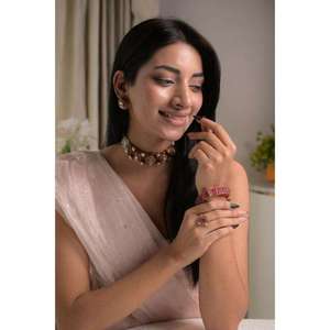 Majestic Gold-Plated Artificial Stones Studded <b>Choker</b> Necklace Handmade Bulk Product Customized Shape And Size - Product Image 2