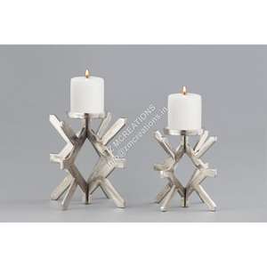 Ensemble de 2 bougeoirs décoratifs en métal, articles de décoration de table faits à la main, écologiques, résistants à la chaleur, pour Noël et Pâques - Product Image 1