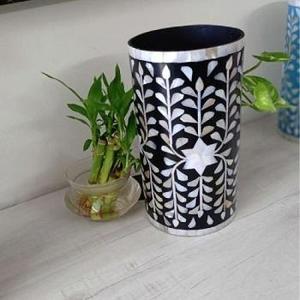 Most Attractive Bone Inlay <b>Flower</b> Pot <b>Flower</b> Vase Black and White Color for Sale Best Quality Polished by handmade Collection - Product Image 4