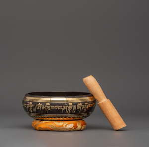 <b>Small</b> brass bowl with etched Dharma <b>wheel</b> symbol For Chakra Cleaning Balancing Healing Sound Therapy available at Wholesale rate - Product Image 2