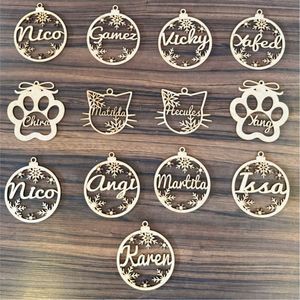Adorno Navideño de Madera Personalizado con Nombre, Corte Láser, Forma de Copo de Nieve, Pata de Mascota, Cabeza de Gato, Decoración Colgante para Árbol de Navidad - Product Image 1