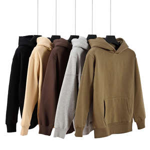 Vente en gros sweat-shirt à capuche 100 coton avec broderie imprimée personnalisée unie pull-over unisexe sans ficelle sweats à capuche pour hommes lourds - Product Image 5