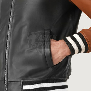 Nouvelle Arrivée Blousons d'Hiver en Cuir Véritable Écologiques Respirants Tendance Sportifs avec Logo Frontal pour Hommes - Product Image 6