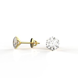 Round Brilliant Cut Diamond Stud <b>Earrings</b> 18K Gold Plated Claw Setting Women's Classic <b>Fine</b> Jewelry - Product Image 1