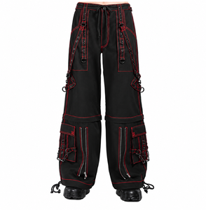 Pantalon gothique unisexe personnalisé, coupe ample, taille haute, 100% coton, multi-poches, style streetwear - Product Image 1