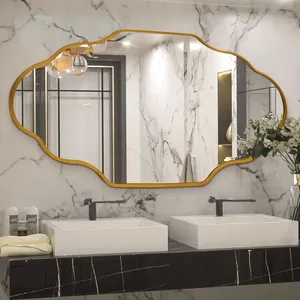 Miroir mural irrégulier plaqué or, style Hollywood Glam, miroir décoratif pour chambre à coucher, décoration intérieure - Product Image 2