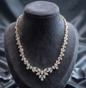 Luxury Gold Floral Moissanite Necklace Diamond Look Hip Hop Jewellery <b>Iced</b> <b>Out</b> <b>Chain</b> Elegant Statement Gift - Product Image 2