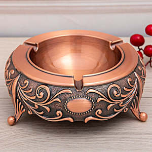 Antique Brass Ornate Decorative Table <b>Ashtray</b> – Vintage Embossed Metal Cigarette <b>Ashtray</b> Vintage Brass Embossed <b>Ashtray</b> - Product Image 3