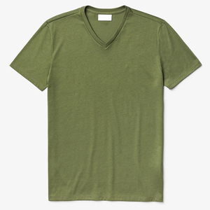 100% Cotton V-Neck Men's T-Shirts-Custom Logo Worsted Fabric <b>Plain</b> Dyed Eco-Friendly Quick Dry Short Sleeve OEM/ODM Service - Product Image 4