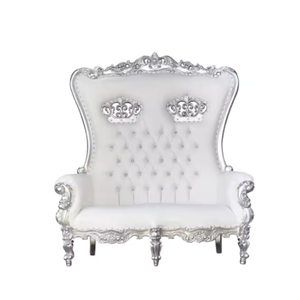 Chaises double trône design européen Chaises trône de roi Meubles de salon de mariage en bois de teck massif de qualité supérieure - Product Image 1