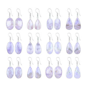 Pendientes Colgantes de Jade Lavanda Natural Único, Semipreciosos, Chapados en Plata y Latón, Bonitos, para Regalo de Fiesta o Boda para Mujeres y Niñas - Product Image 2