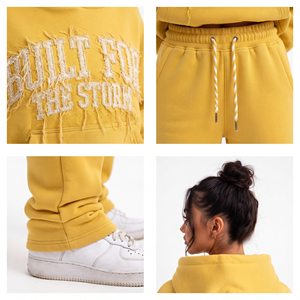 Conjunto de Sudadera con Capucha y Pantalones Deportivos para Mujer, de Algodón y Felpa, para Invierno, 500 GSM, Bordado - Product Image 6