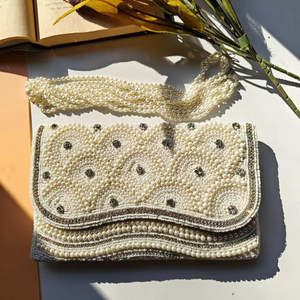 Sac à main indien coloré fait main avec perles, artisanat ethnique de luxe, poignée baguette en perles de verre, durable, tendance, décontracté, fournitures de perlage - Product Image 1