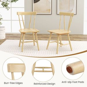 Sedie da Pranzo Stile Windsor Senza Braccioli con Telaio in Legno di Gomma Massiccio - Product Image 5