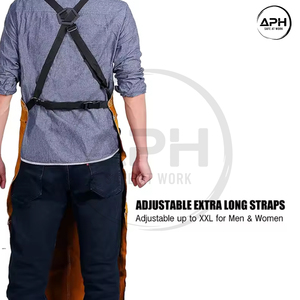 Delantal de Soldadura de Cuero de Primera Calidad, Resistente al Calor, Delantal de Trabajo de Cuero Genuino de Longitud Completa, Bolsillos Delanteros Grandes, Producción Personalizada - Product Image 5