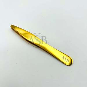 Pinzas con Punta Inclinada Chapadas en Oro, Nuevo Diseño, Acero Inoxidable, Impresión de Logotipo Personalizado, Pinzas Profesionales para Cejas - Product Image 2