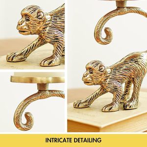 Juego de 2 Portavelas de Latón Antiguo Hechos a Mano con Forma de Mono, Decorativos para Sala de Estar o Mesa de Comedor - Product Image 5