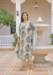 Premium 60x60 Cotton Digital Print Suit Set for <b>Women</b> with Printed <b>Kurta</b> Matching Pants and Soft Dupatta Ethnic Wear - Product Image 2