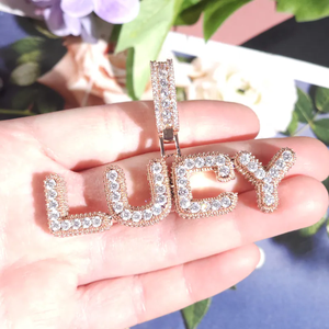 Pendentif Lettre LUCY en Argent 925 Plaqué Or Rose avec Moissanite, Breloque Hip-Hop Unisexe, Bijou de Luxe, Cadeau de Fête - Product Image 3