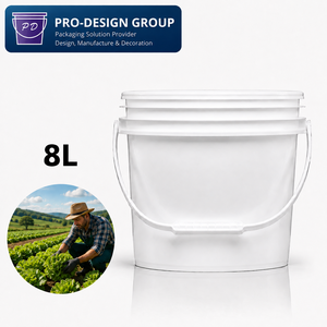 8L Plastic Agricultural <b>Bucket</b> <b>with</b> Flat <b>Lid</b> Tamper Evident Closure for Farm Use - Product Image 1