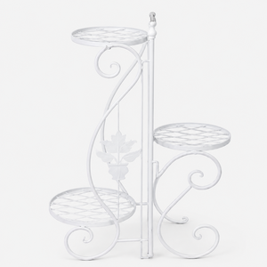 Soporte de Metal Blanco de 3 Niveles para Plantas Decorativas, Estante Redondo para Macetas, Estante de Jardín Interior para Exhibición en el Hogar o Balcón - Product Image 3