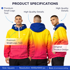 Custom <b>Men</b> Gradient Anorak <b>Jacket</b> Half Zip Hooded Windbreaker Lightweight Pullover Outdoor Streetwear OEM Supplier <b>men's</b> <b>jackets</b> - Product Image 4